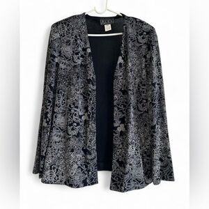 Vintage Alex Evenings Metallic Floral Glitter Jacket Size XL